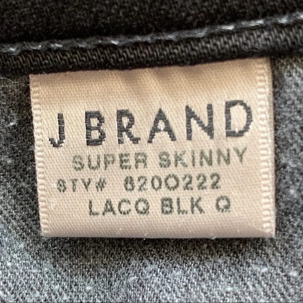 J Brand Super Skinny Lacquered Black Coated Jeans Low Rise Stretch USA 24/0 Edgy